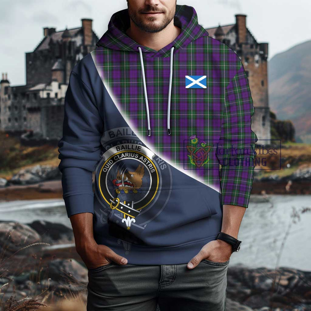 Baillie Highland Society Tartan Hoodie with Personalised National Flag and Family Crest Half Style - Tartanvibesclothing Shop