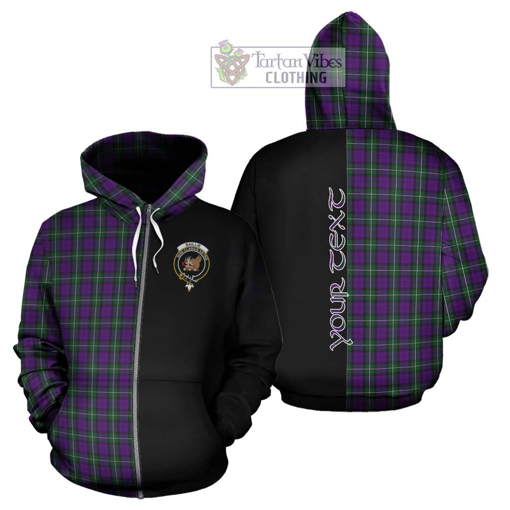 Baillie Highland Society Tartan Hoodie with Family Crest and Half Of Me Style - Tartanvibesclothing Shop