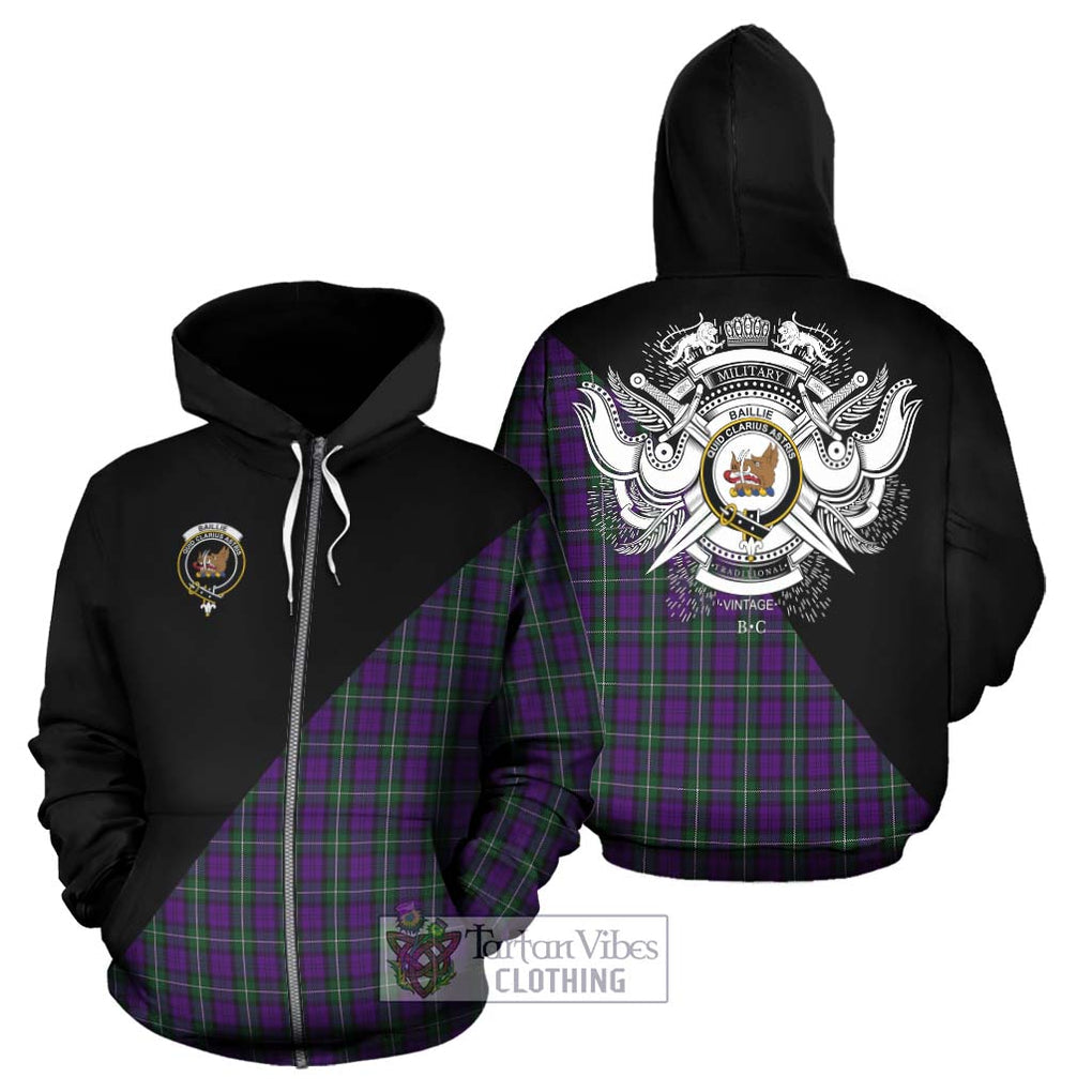 Baillie Highland Society Tartan Hoodie with Family Crest and Military Logo Style - Tartanvibesclothing Shop