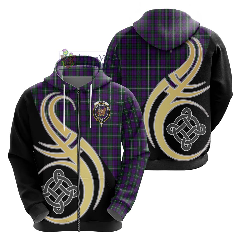 Baillie Highland Society Tartan Hoodie with Family Crest and Celtic Symbol Style - Tartan Vibes Clothing