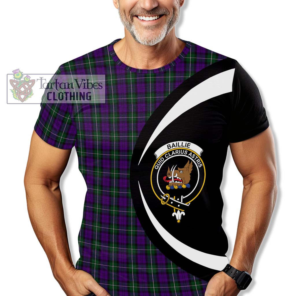 Tartan Vibes Clothing Baillie Highland Society Tartan T-Shirt with Family Crest Circle Style