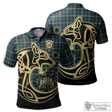 Baillie (Bailey) Tartan Polo Shirt with Family Crest Celtic Wolf Style