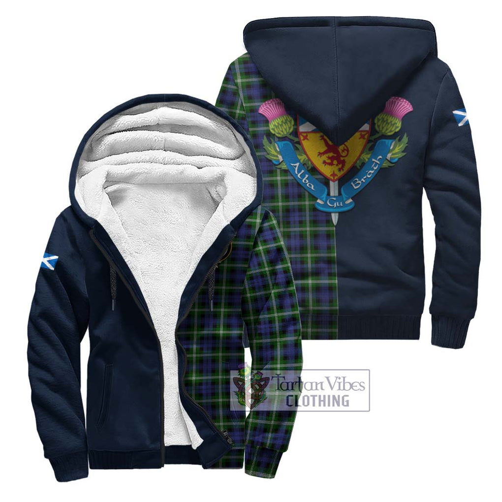 Tartan Vibes Clothing Baillie Modern Tartan Sherpa Hoodie with Scottish Lion Royal Arm Half Style