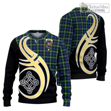 Baillie (Bailey) Tartan Ugly Sweater with Family Crest and Celtic Symbol Style