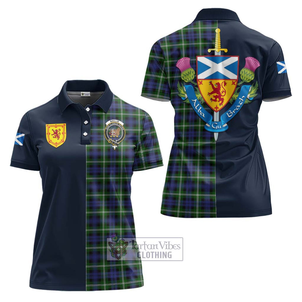 Tartan Vibes Clothing Baillie Modern Tartan Women's Polo Shirt with Scottish Lion Royal Arm Half Style