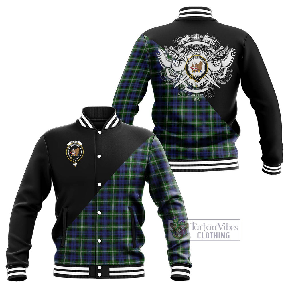 Baillie (Bailey) Tartan Baseball Jacket with Family Crest and Military Logo Style Unisex - Tartanvibesclothing Shop