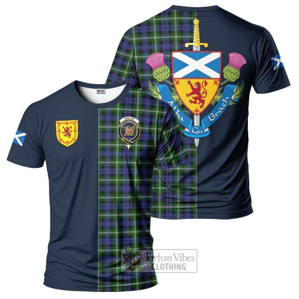 Tartan Vibes Clothing Baillie Modern Tartan T-Shirt Alba with Scottish Lion Royal Arm Half Style