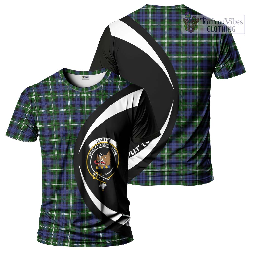 Tartan Vibes Clothing Baillie Modern Tartan T-Shirt with Family Crest Circle Style