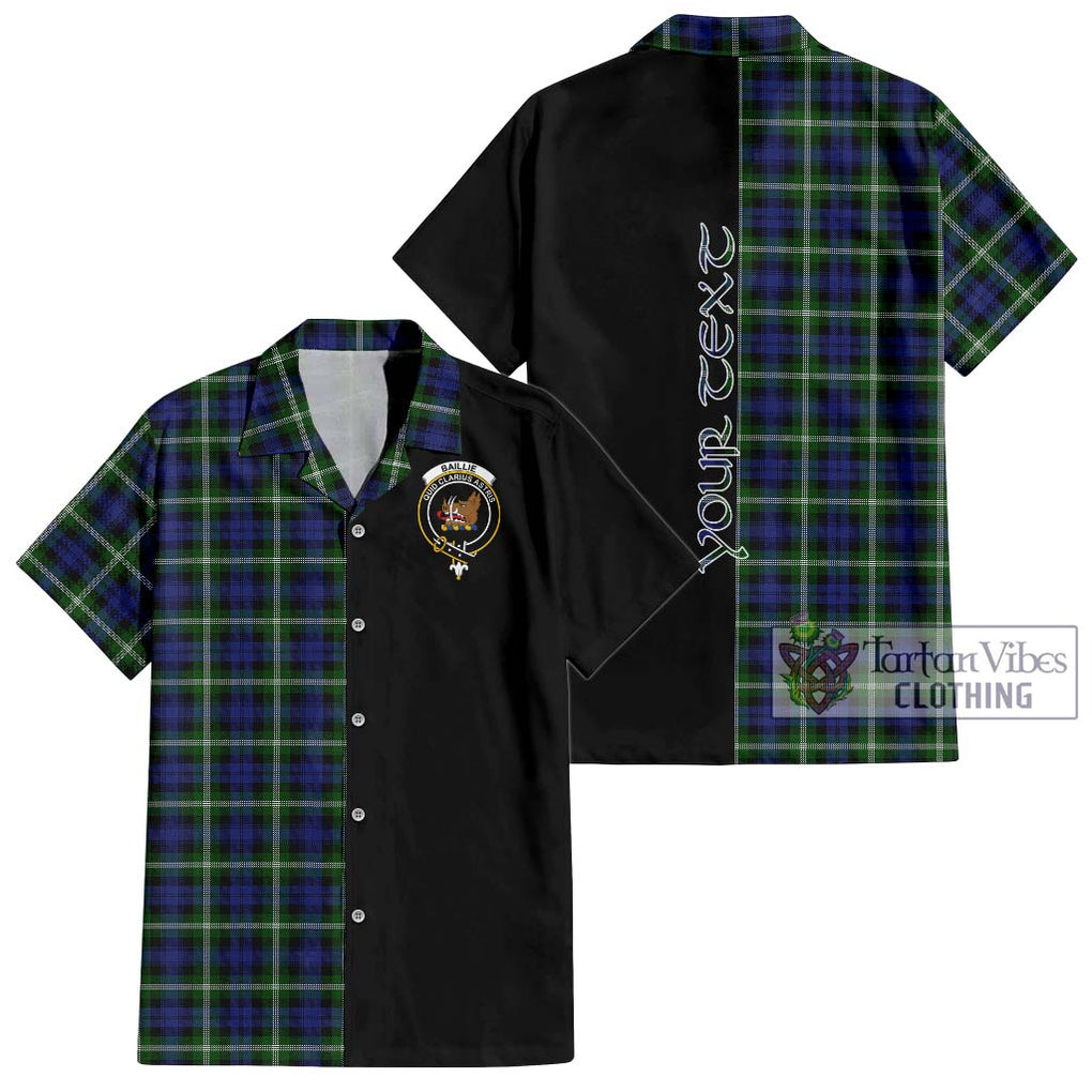 Baillie (Bailey) Tartan Short Sleeve Button Shirt with Family Crest and Half Of Me Style Kid - Tartanvibesclothing Shop