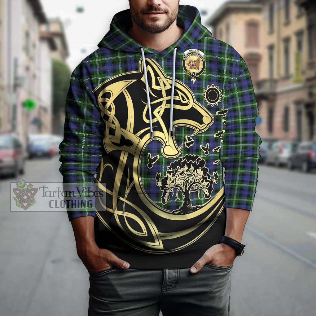 Baillie (Bailey) Tartan Hoodie with Family Crest Celtic Wolf Style Zip Hoodie - Tartan Vibes Clothing