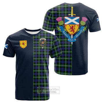 Baillie (Bailey) Tartan Cotton T-shirt Alba with Scottish Lion Royal Arm Half Style