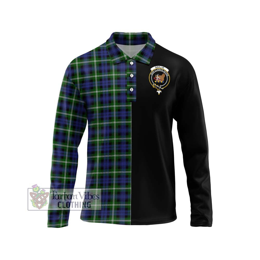 Baillie (Bailey) Tartan Long Sleeve Polo Shirt with Family Crest and Half Of Me Style Unisex - Tartanvibesclothing Shop