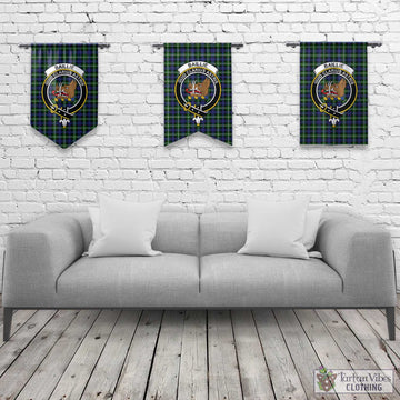 Baillie (Bailey) Tartan Gonfalon, Tartan Banner with Family Crest