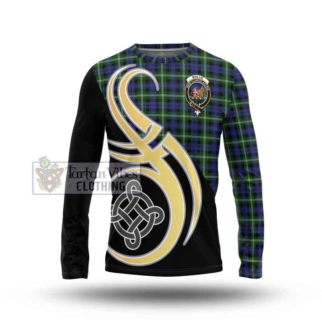 Baillie (Bailey) Tartan Long Sleeve T-Shirt with Family Crest and Celtic Symbol Style Unisex - Tartan Vibes Clothing