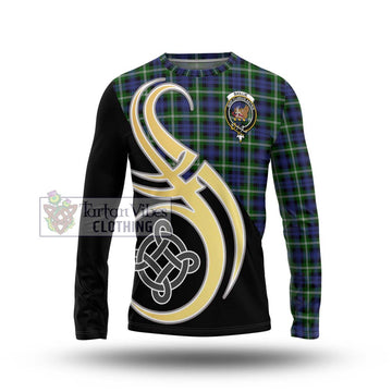 Baillie (Bailey) Tartan Long Sleeve T-Shirt with Family Crest and Celtic Symbol Style