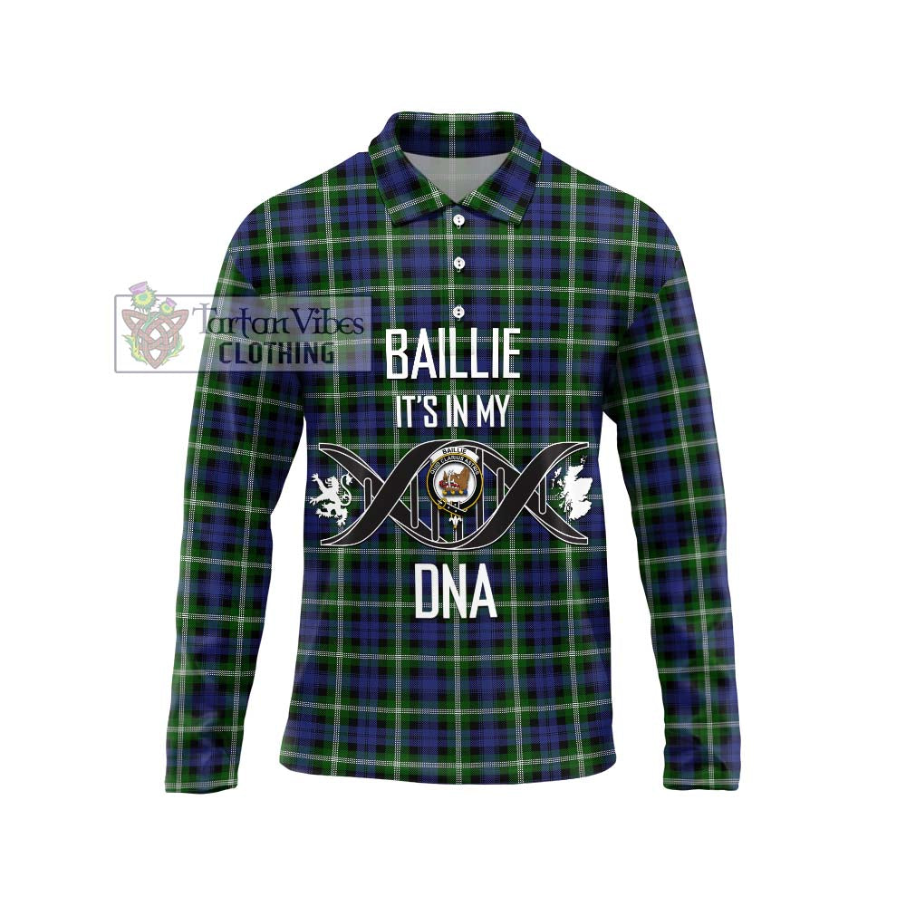 Baillie (Bailey) Tartan Long Sleeve Polo Shirt with Family Crest DNA In Me Style Unisex - Tartanvibesclothing Shop