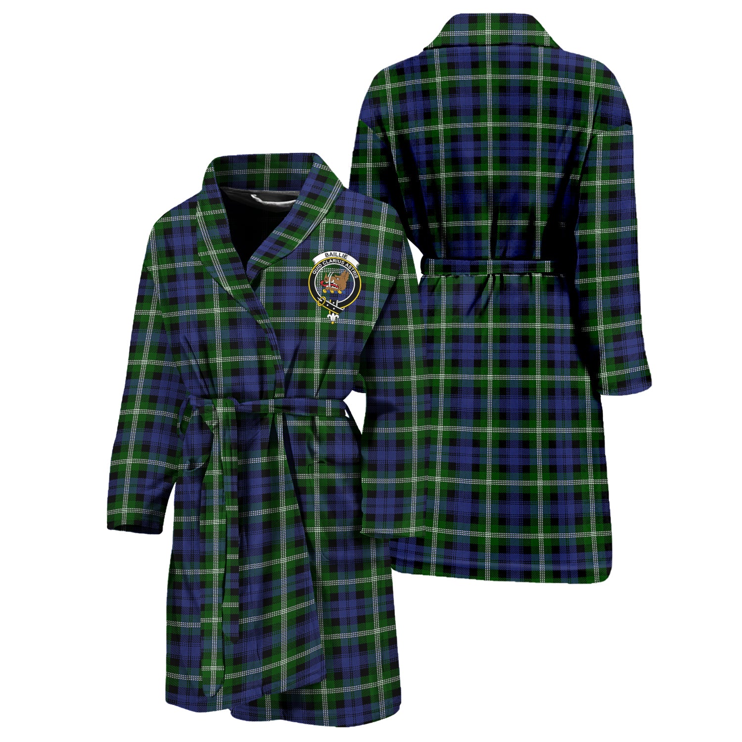 Baillie (Bailey) Tartan Bathrobe with Family Crest Unisex S - Tartan Vibes Clothing