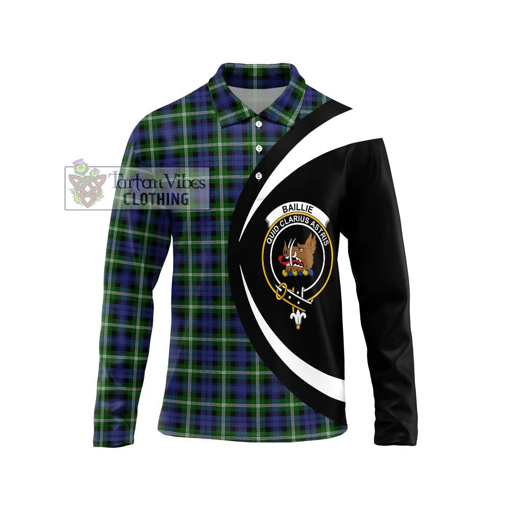 Baillie (Bailey) Tartan Long Sleeve Polo Shirt with Family Crest Circle Style Unisex - Tartan Vibes Clothing