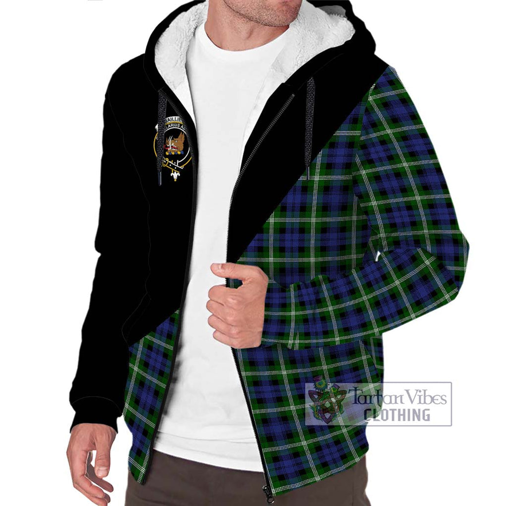 Baillie (Bailey) Tartan Sherpa Hoodie with Family Crest and Military Logo Style Unisex S - Tartanvibesclothing Shop