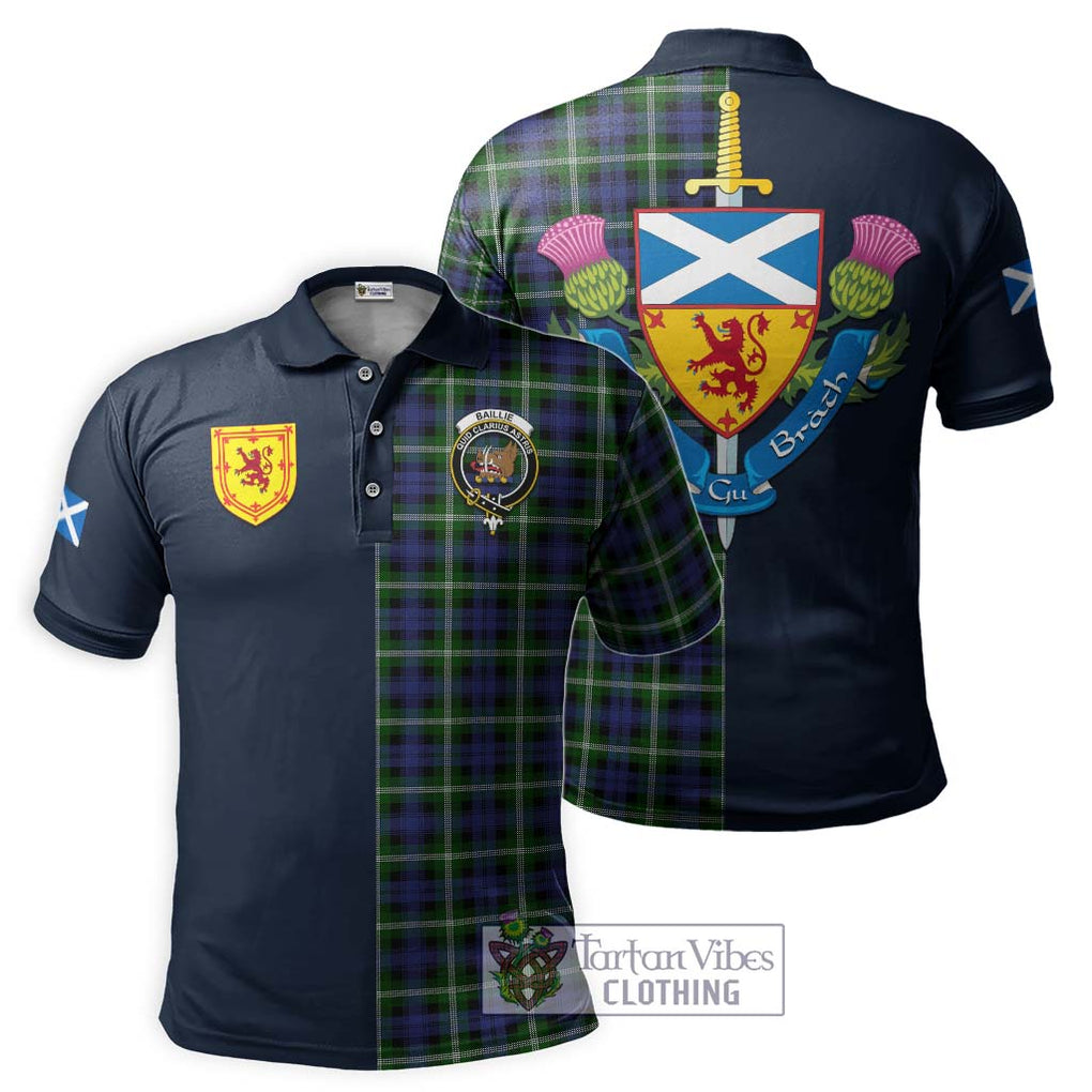 Tartan Vibes Clothing Baillie Modern Tartan Polo Shirt with Scottish Lion Royal Arm Half Style