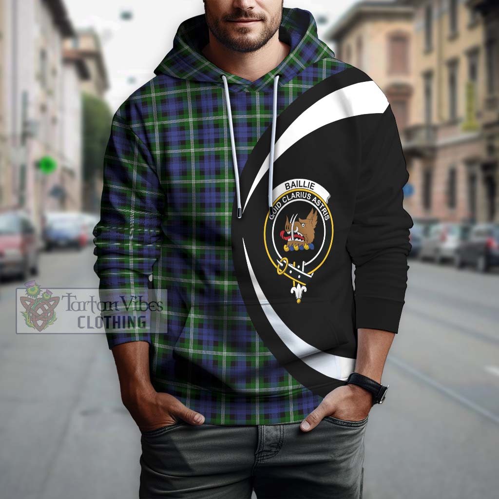 Tartan Vibes Clothing Baillie Modern Tartan Hoodie with Family Crest Circle Style