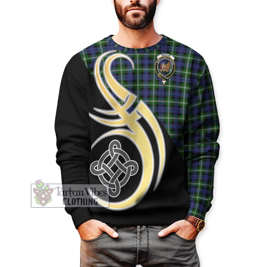 Baillie (Bailey) Tartan Sweatshirt with Family Crest and Celtic Symbol Style Unisex - Tartan Vibes Clothing