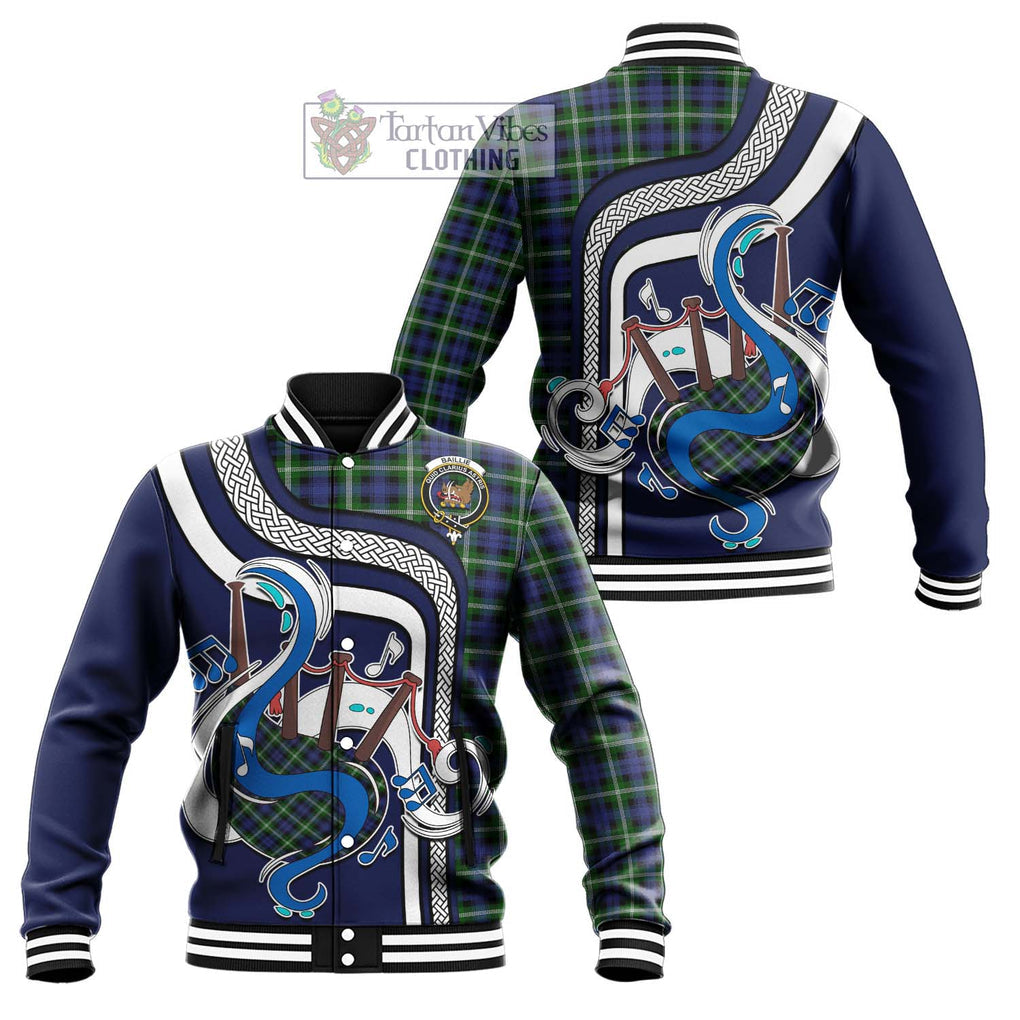 Tartan Vibes Clothing Baillie Modern Tartan Baseball Jacket with Epic Bagpipe Style