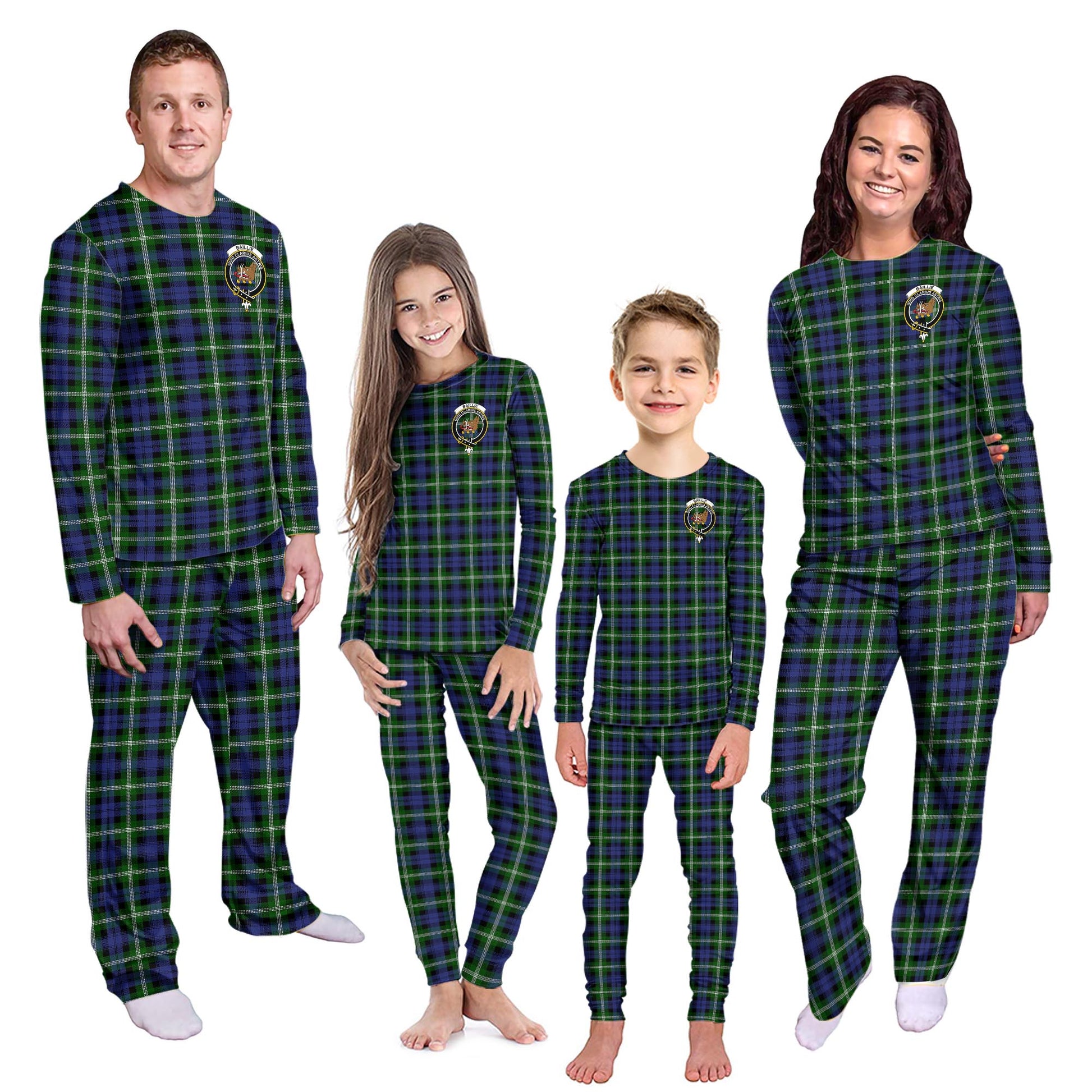 Baillie (Bailey) Tartan Pajamas Family Set with Family Crest Kid - Tartan Vibes Clothing