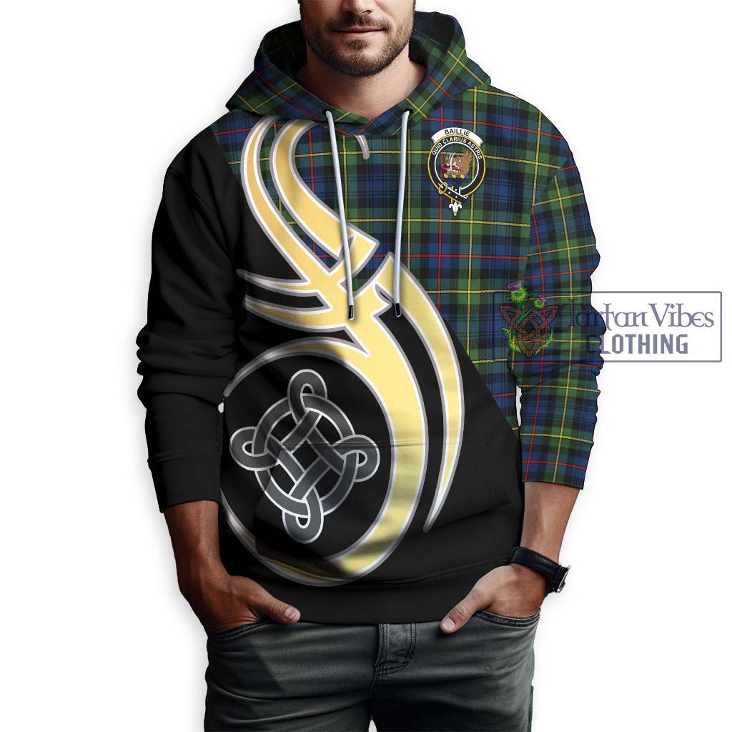 Baillie (Bailey) Tartan Hoodie with Family Crest and Celtic Symbol Style Zip Hoodie - Tartan Vibes Clothing