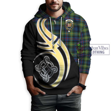 Baillie (Bailey) Tartan Hoodie with Family Crest and Celtic Symbol Style