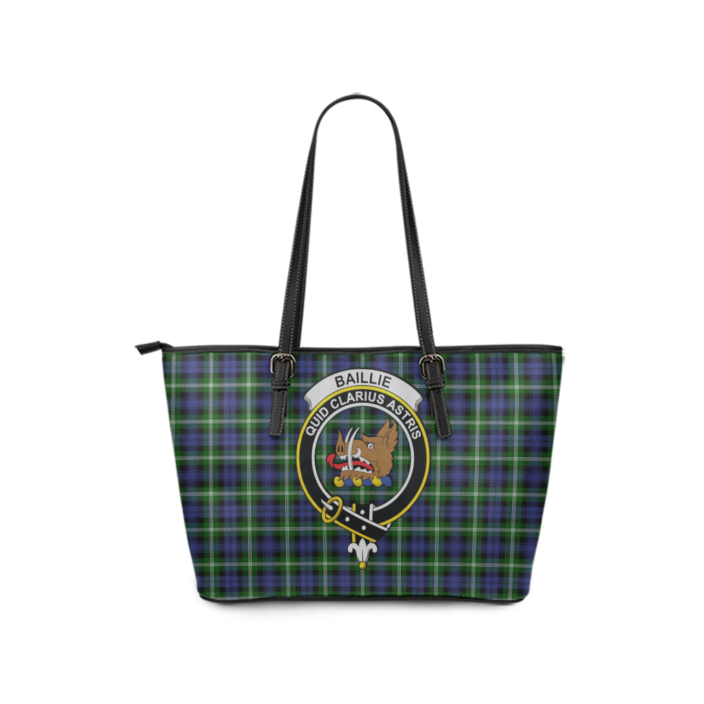 Baillie Modern Tartan Leather Tote Bag with Family Crest - Tartanvibesclothing