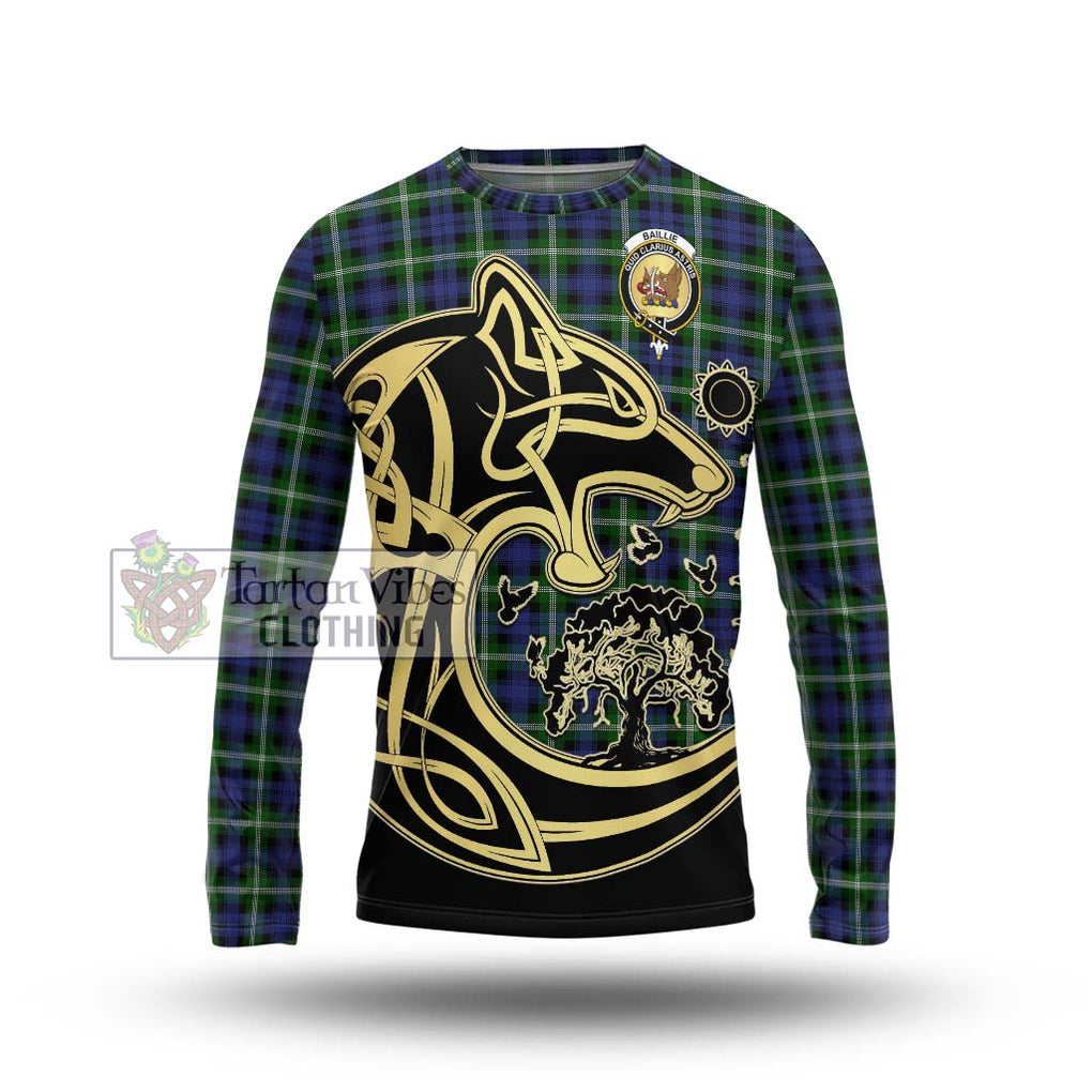 Baillie (Bailey) Tartan Long Sleeve T-Shirt with Family Crest Celtic Wolf Style Unisex - Tartan Vibes Clothing