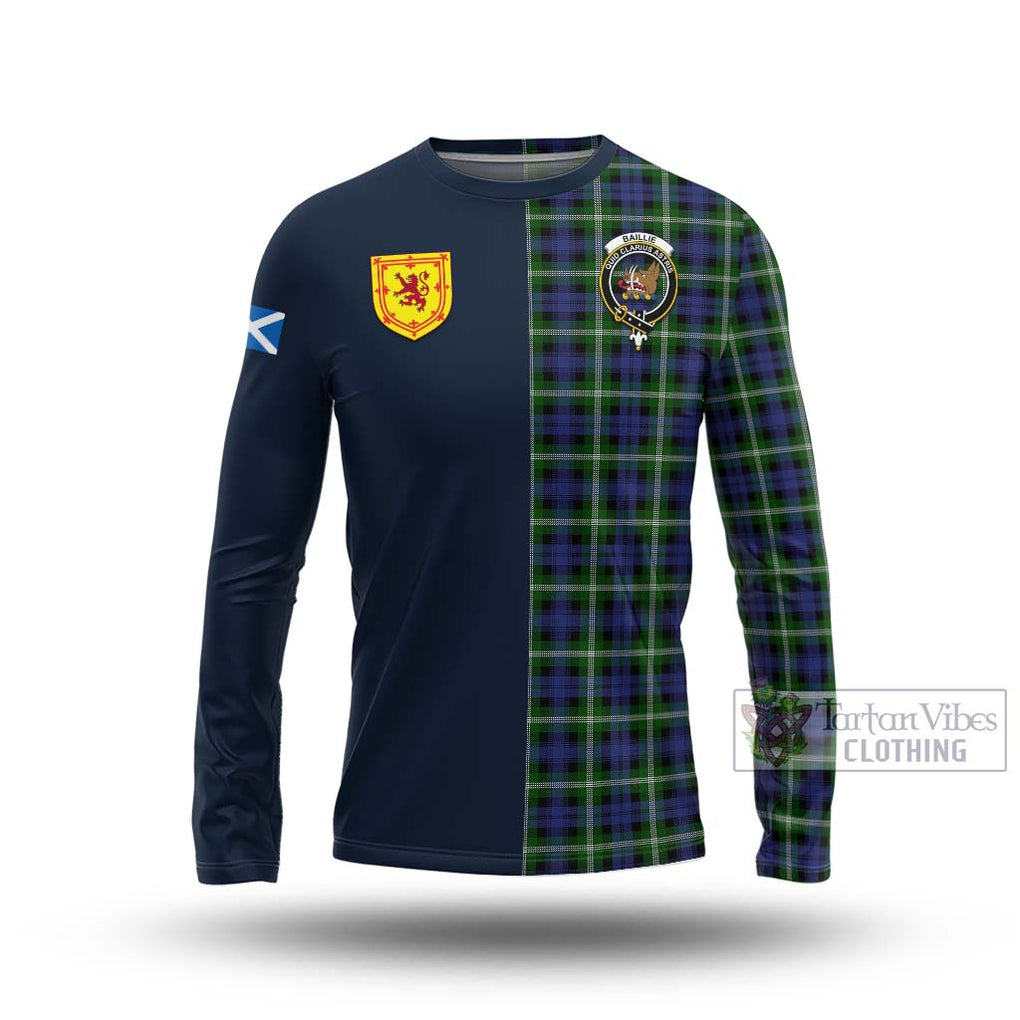 Tartan Vibes Clothing Baillie Modern Tartan Long Sleeve T-Shirt with Scottish Lion Royal Arm Half Style