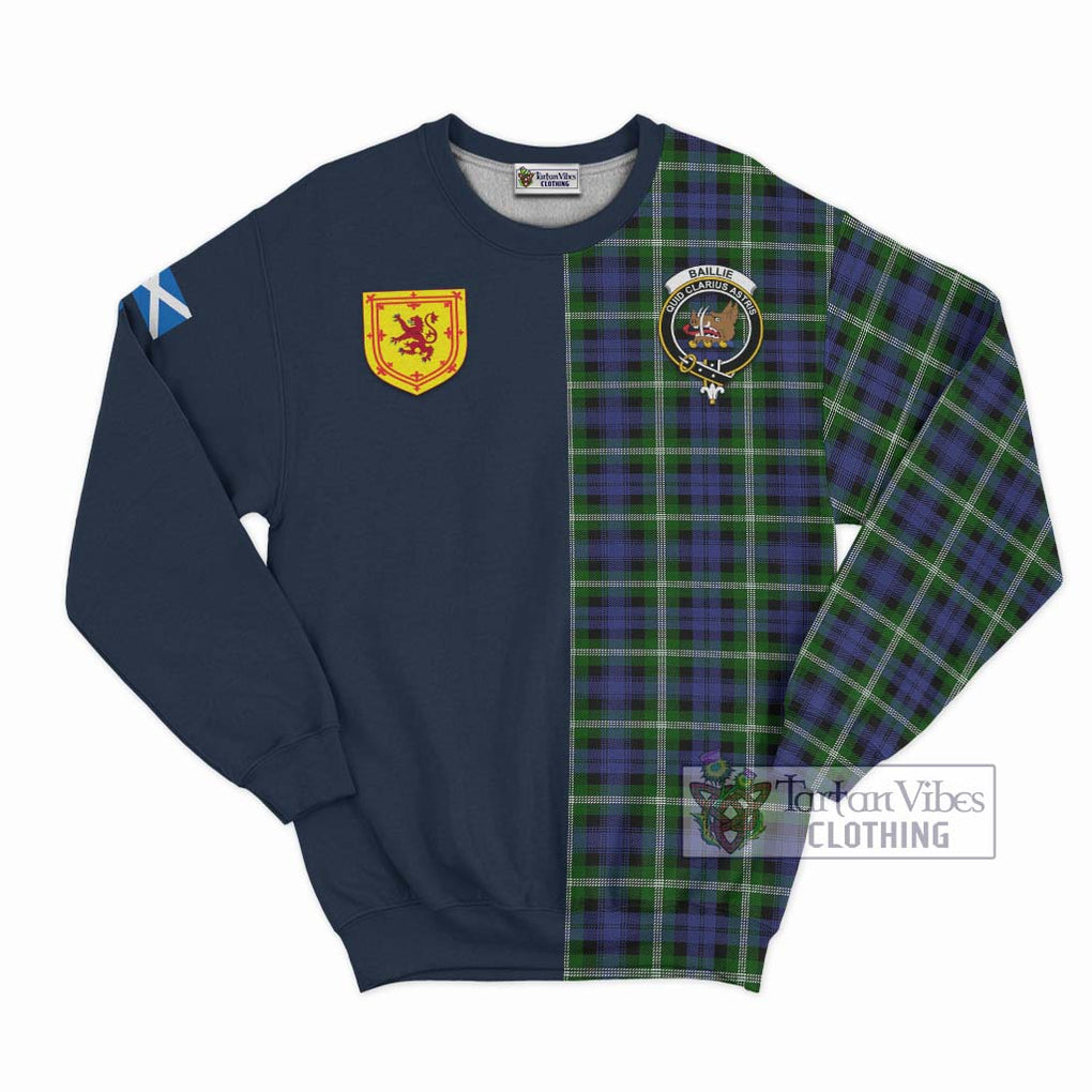 Tartan Vibes Clothing Baillie Modern Tartan Sweatshirt with Scottish Lion Royal Arm Half Style