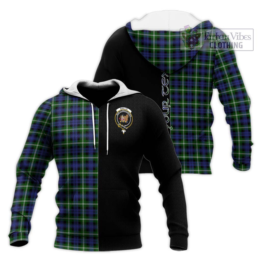 Baillie (Bailey) Tartan Knitted Hoodie with Family Crest and Half Of Me Style Unisex Knitted Pullover Hoodie - Tartanvibesclothing Shop