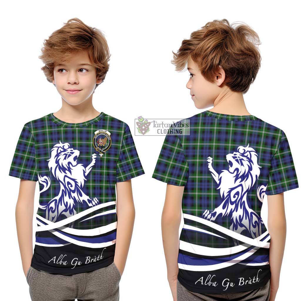 Tartan Vibes Clothing Baillie Modern Tartan Kid T-Shirt with Alba Gu Brath Regal Lion Emblem