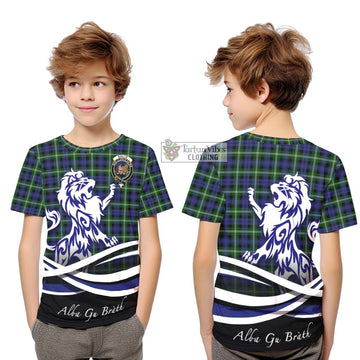 Baillie (Bailey) Tartan Kid T-Shirt with Alba Gu Brath Regal Lion Emblem