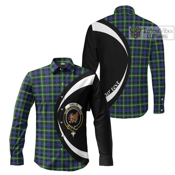 Baillie Modern Tartan Long Sleeve Button Up with Family Crest Circle Style