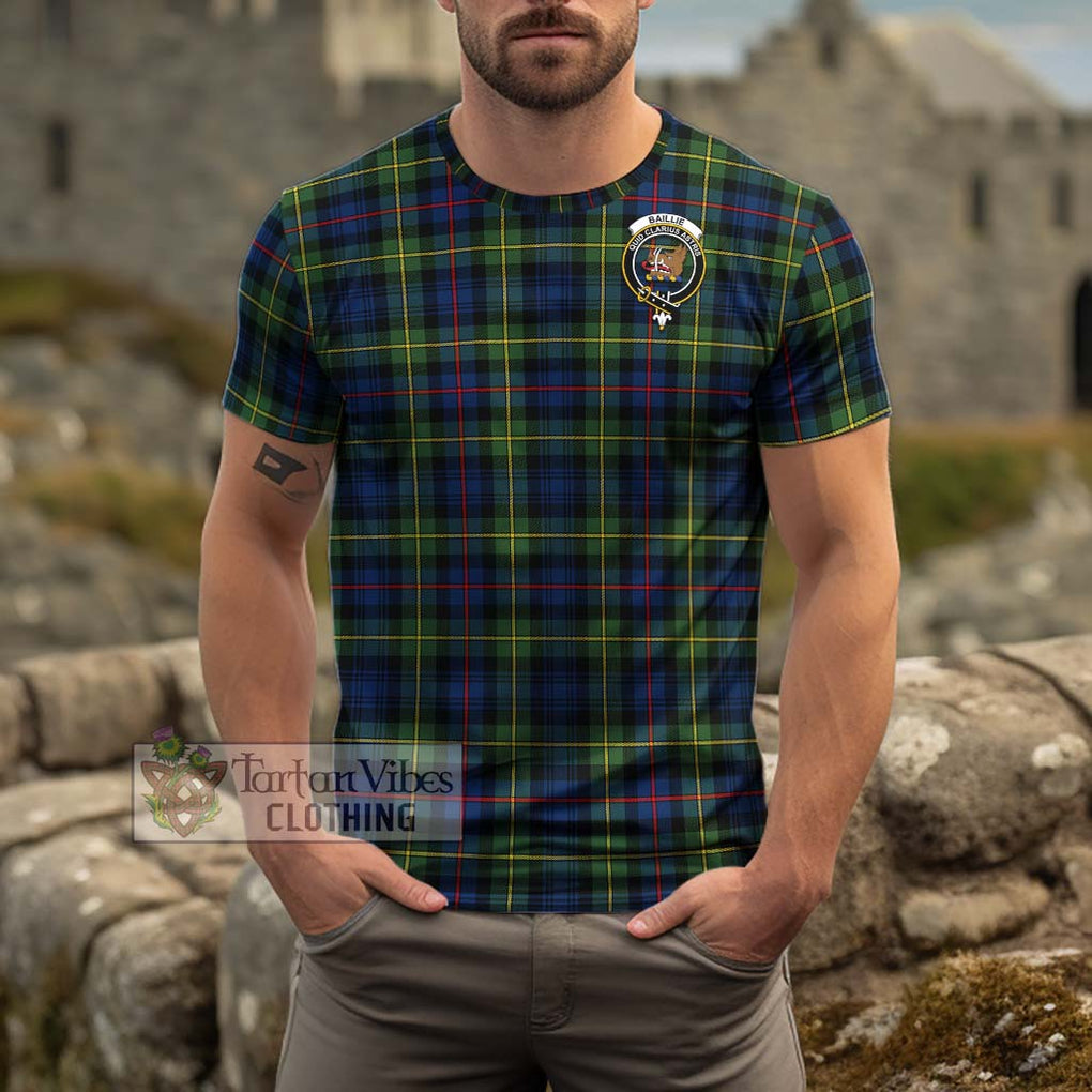 Baillie (Bailey) Tartan Cotton T-Shirt with Family Crest Men's Shirt - Tartanvibesclothing Shop