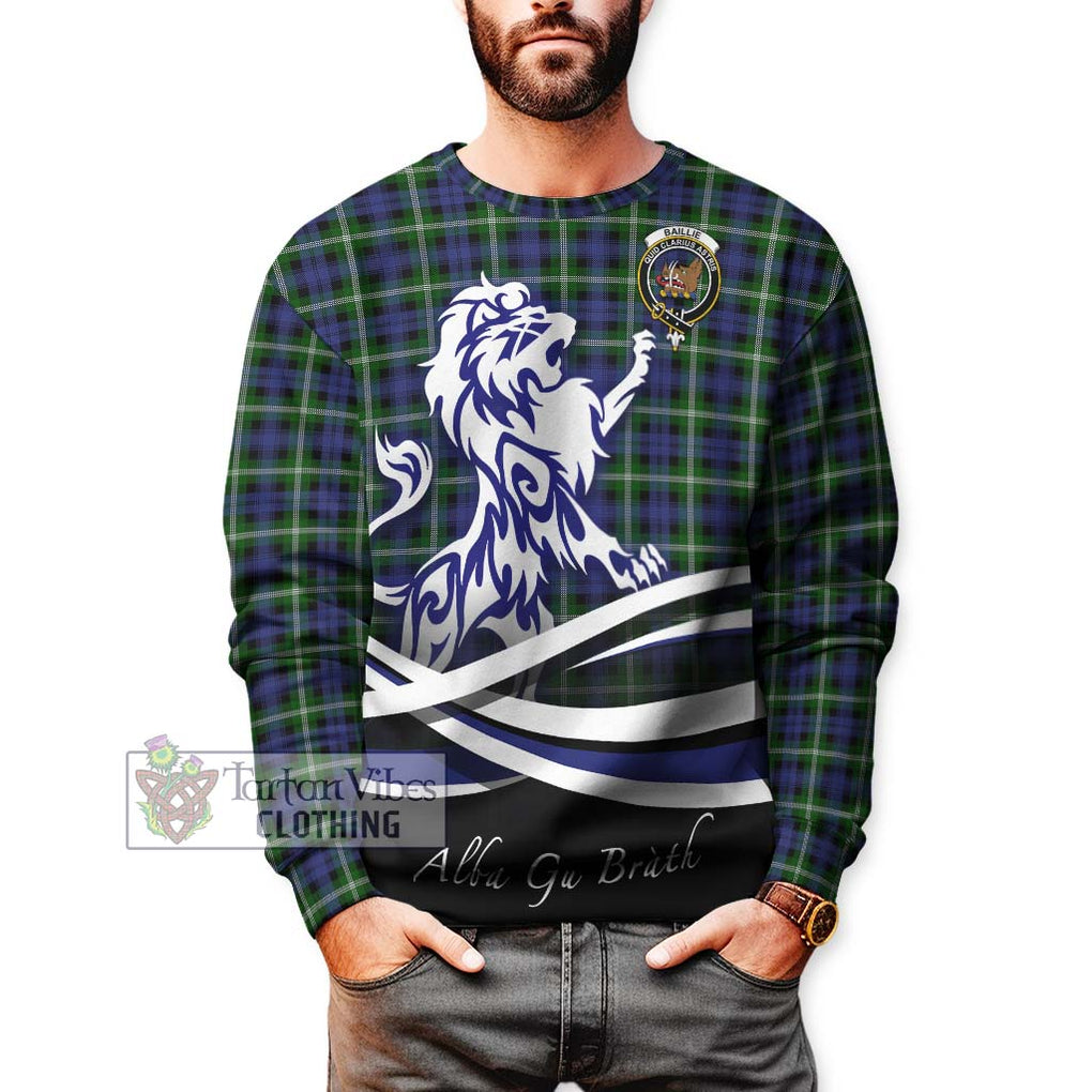 Baillie (Bailey) Tartan Sweatshirt with Alba Gu Brath Regal Lion Emblem Unisex - Tartanvibesclothing Shop