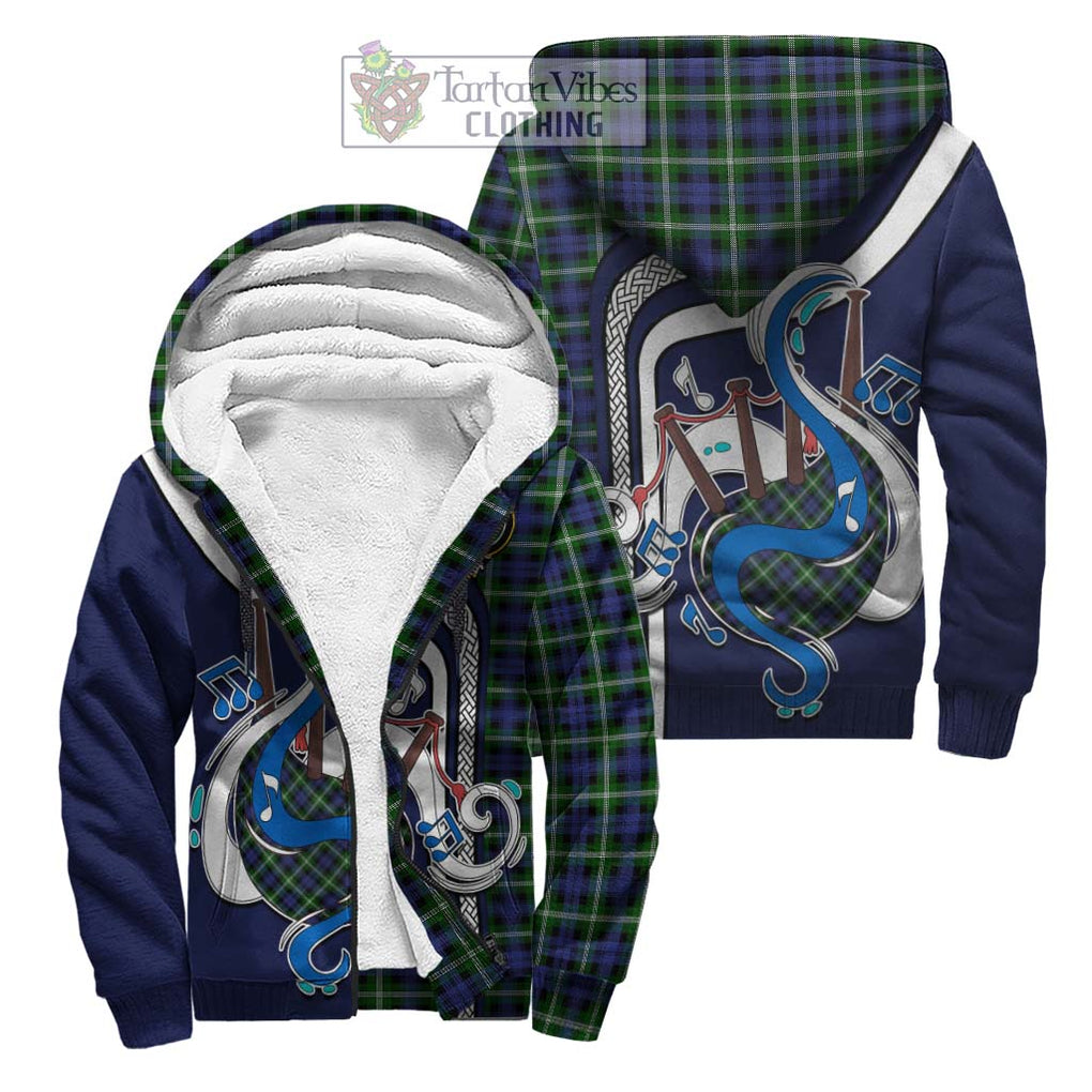 Baillie (Bailey) Tartan Sherpa Hoodie with Epic Bagpipe Style Unisex S - Tartanvibesclothing Shop