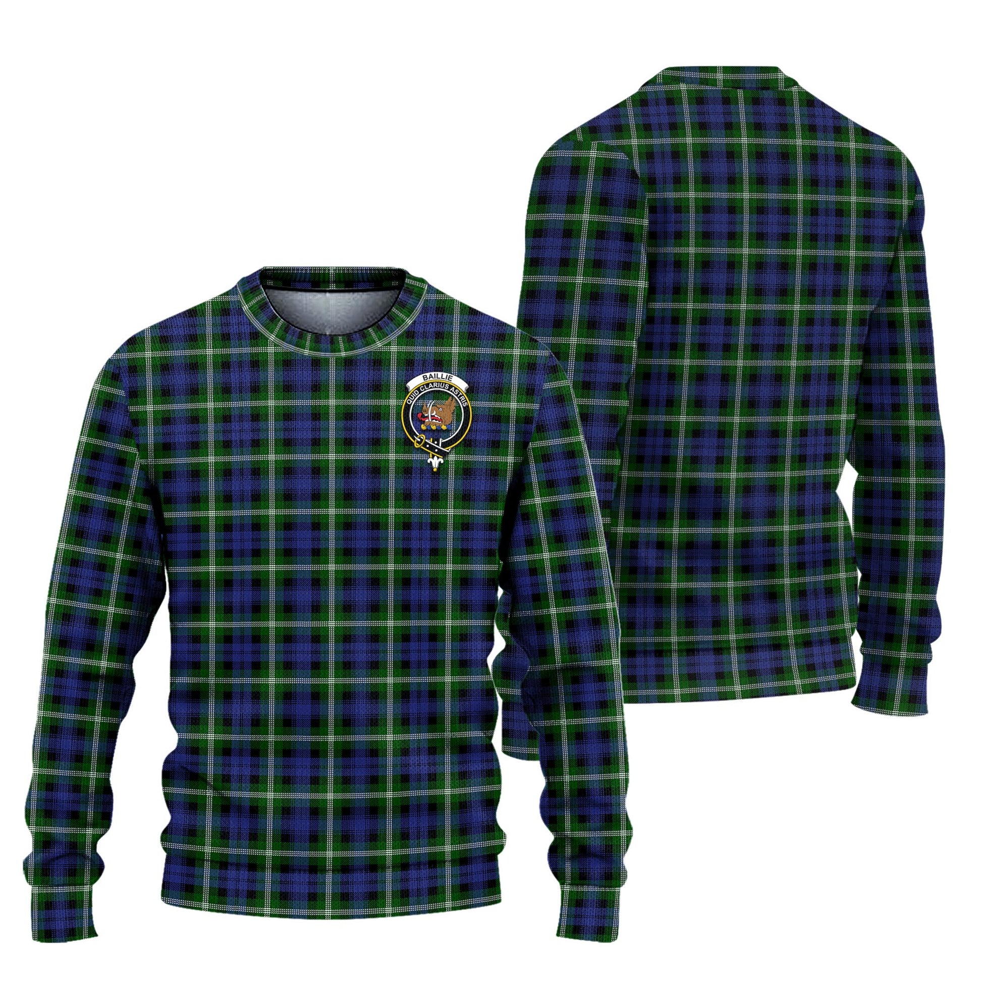 Baillie Modern Tartan Knitted Sweater with Family Crest Unisex - Tartanvibesclothing