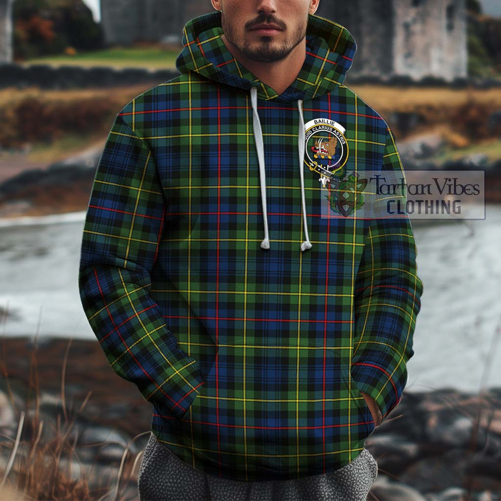 Baillie (Bailey) Tartan Cotton Hoodie with Family Crest Pullover Hoodie XS - Tartan Vibes Clothing