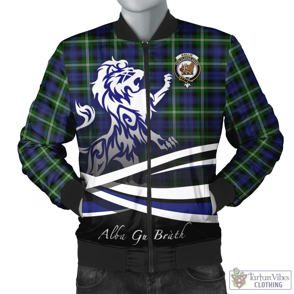 Tartan Vibes Clothing Baillie Modern Tartan Bomber Jacket with Alba Gu Brath Regal Lion Emblem