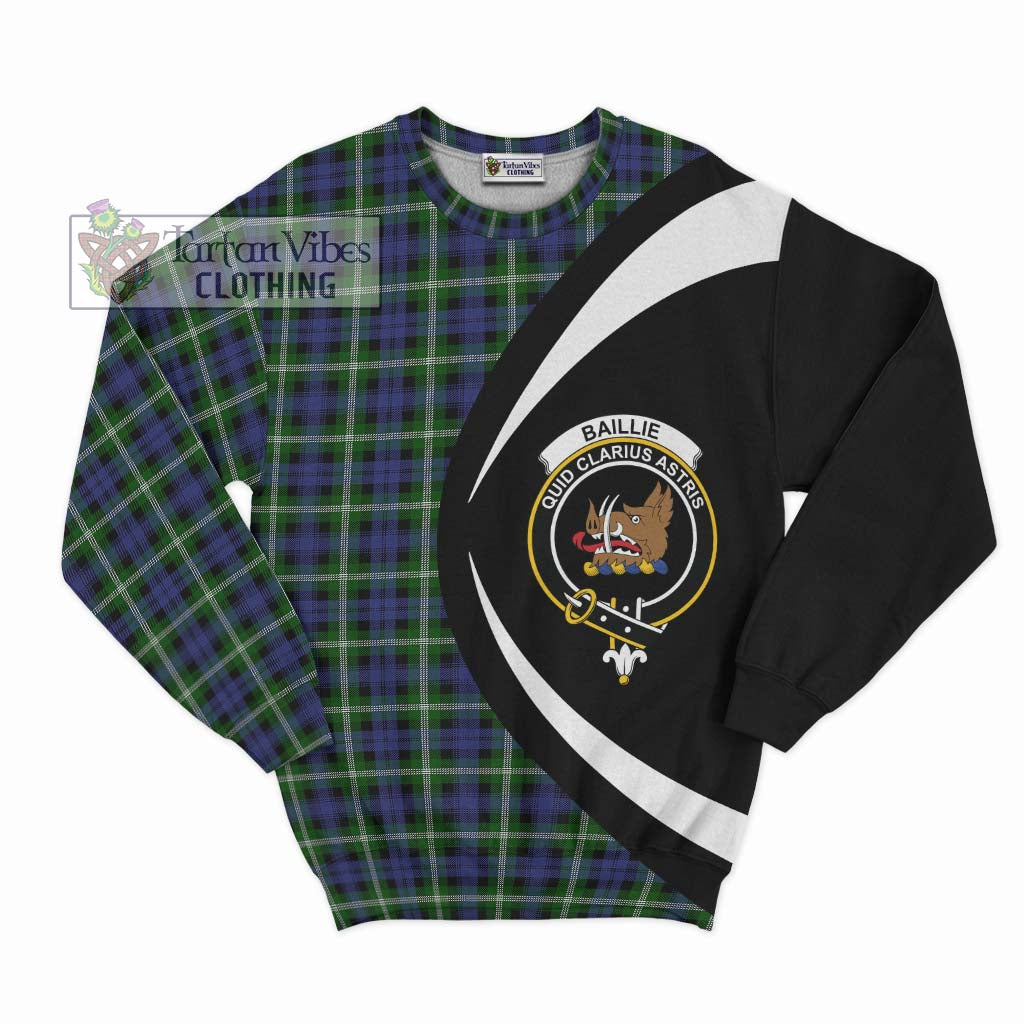 Baillie (Bailey) Tartan Sweatshirt with Family Crest Circle Style Unisex - Tartan Vibes Clothing