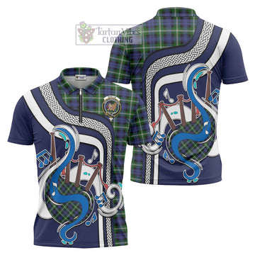 Baillie (Bailey) Tartan Zipper Polo Shirt with Epic Bagpipe Style