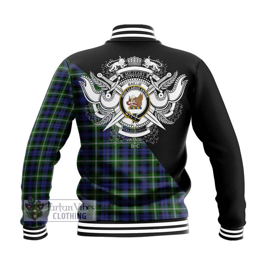 Baillie (Bailey) Tartan Baseball Jacket with Family Crest and Military Logo Style - Tartanvibesclothing Shop