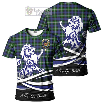 Baillie (Bailey) Tartan Cotton T-shirt with Alba Gu Brath Regal Lion Emblem