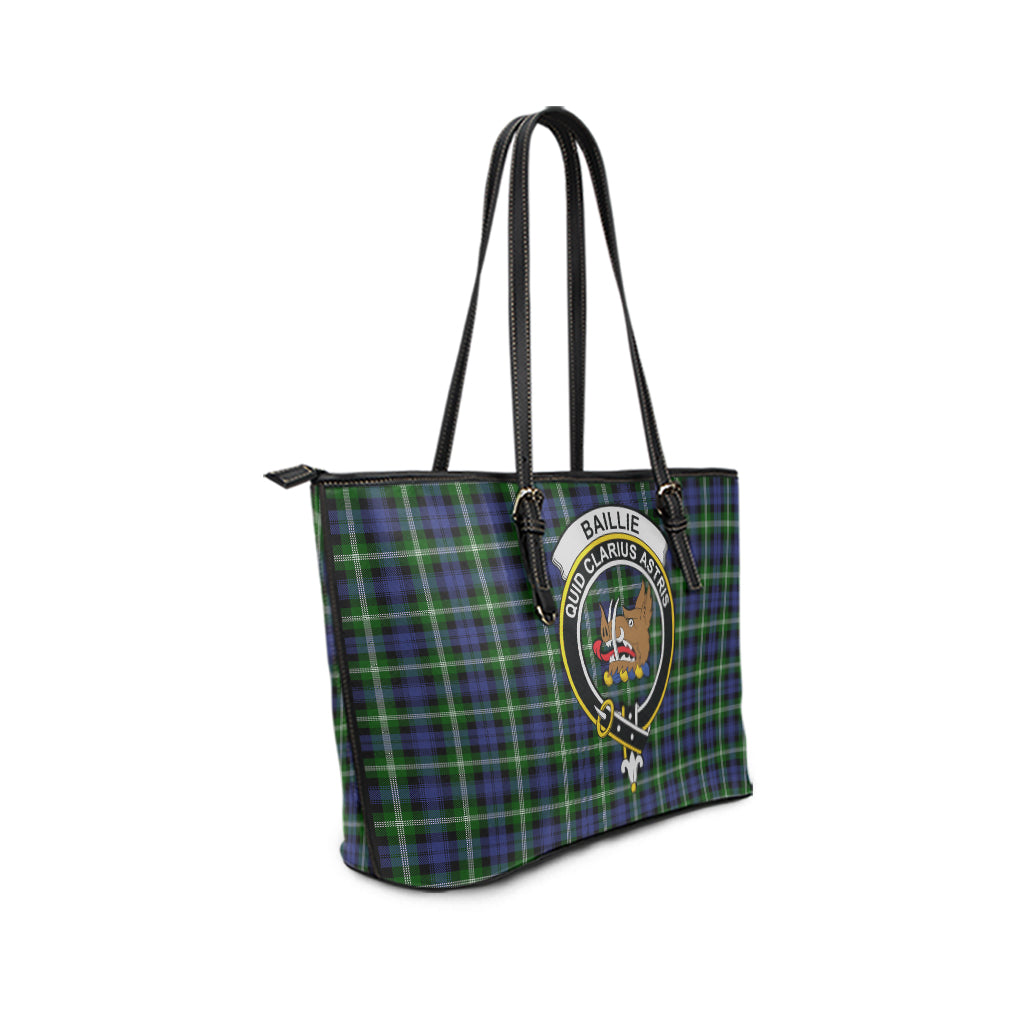 Baillie Modern Tartan Leather Tote Bag with Family Crest - Tartanvibesclothing