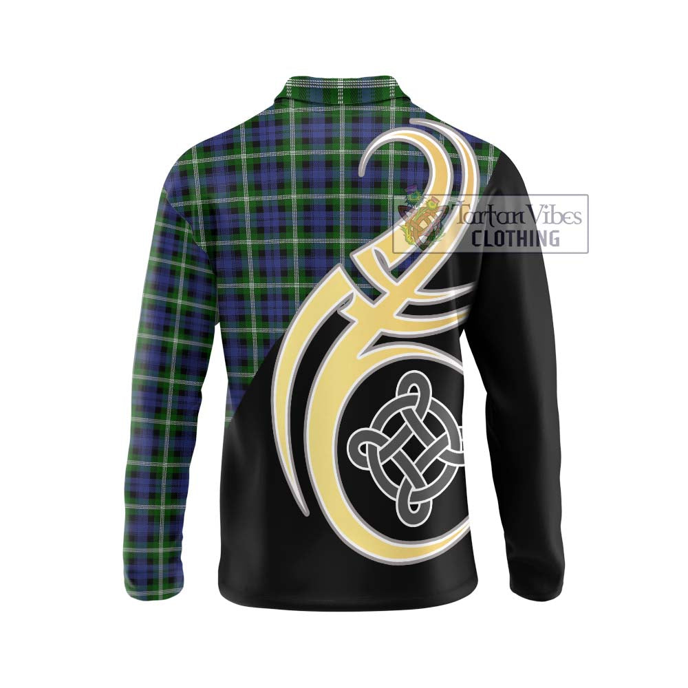 Baillie (Bailey) Tartan Long Sleeve Polo Shirt with Family Crest and Celtic Symbol Style - Tartan Vibes Clothing